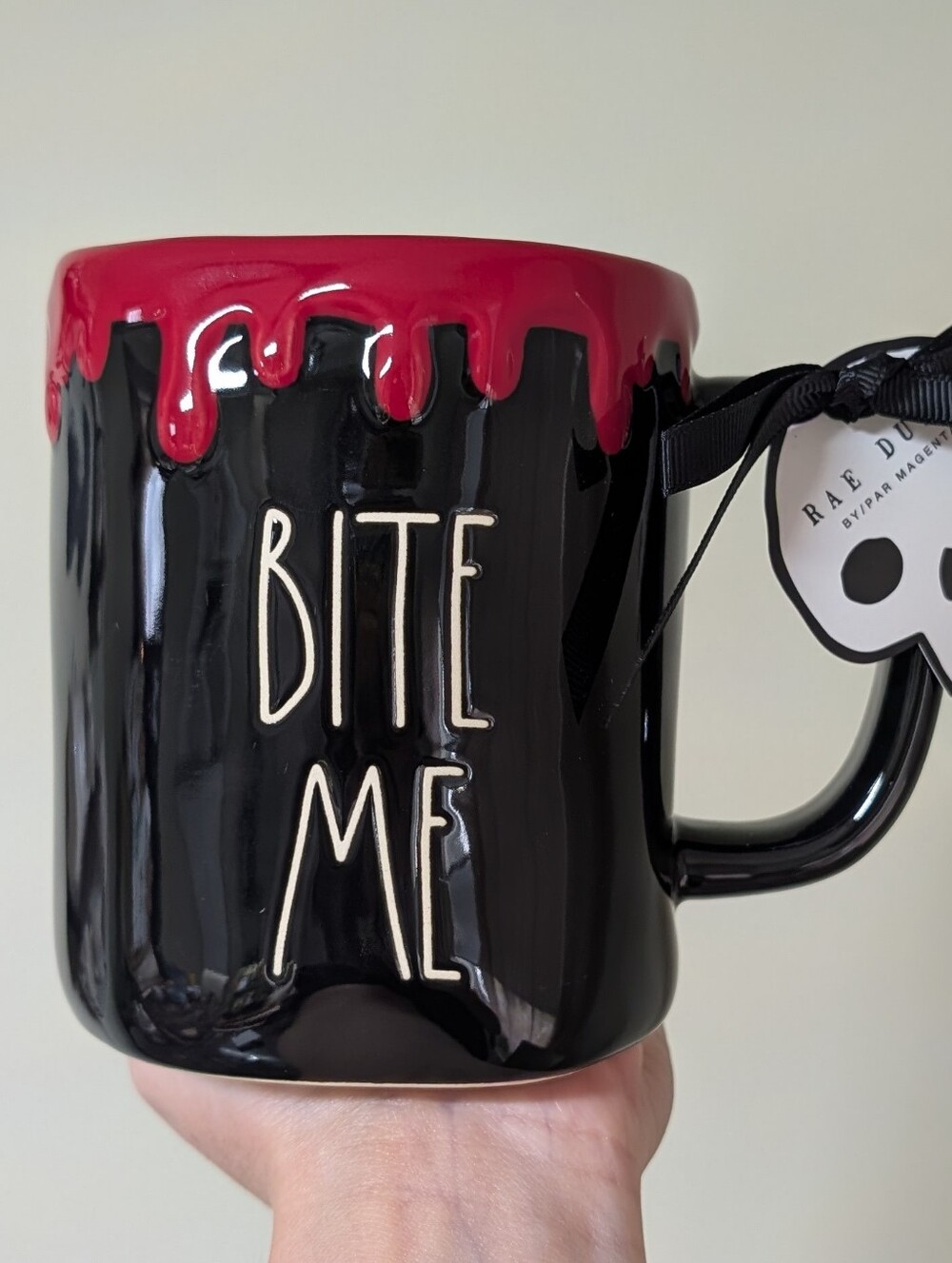 Rae Dunn BITE ME Vampire Theme Halloween Mug with Embossed Blood Drip Detail 🧛‍